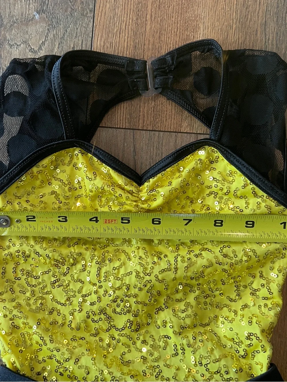 Girls Yellow Sequin Ballet Dance Halloween Size Med Costume with Black Accents